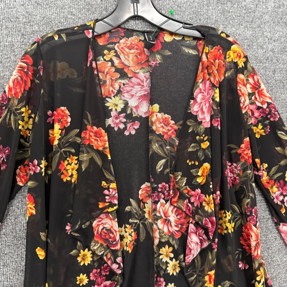Womens Kimono Top Small Floral Mesh Sheer Open Front Fairy Festival Romantic - Picture 2 of 7